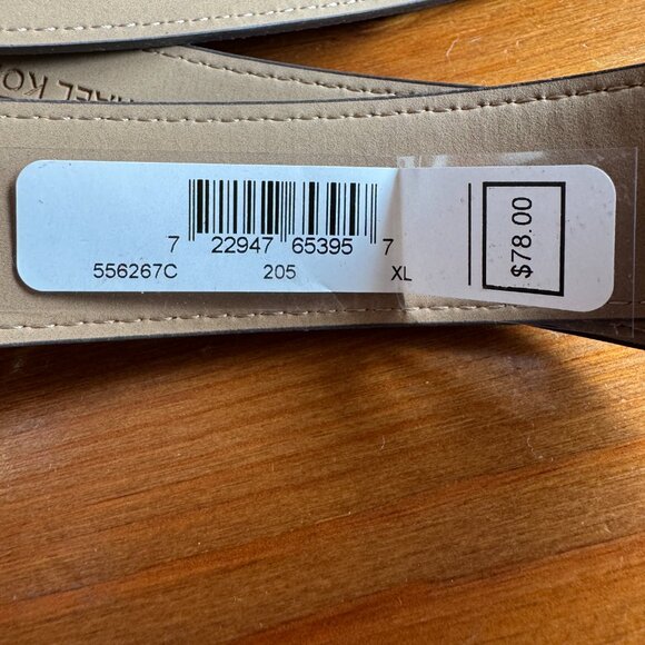 NWT MICHAEL KORS MK Brown/Tan Logo Belt with Goldtone Buckle Style 556267C in XL - Picture 5 of 11